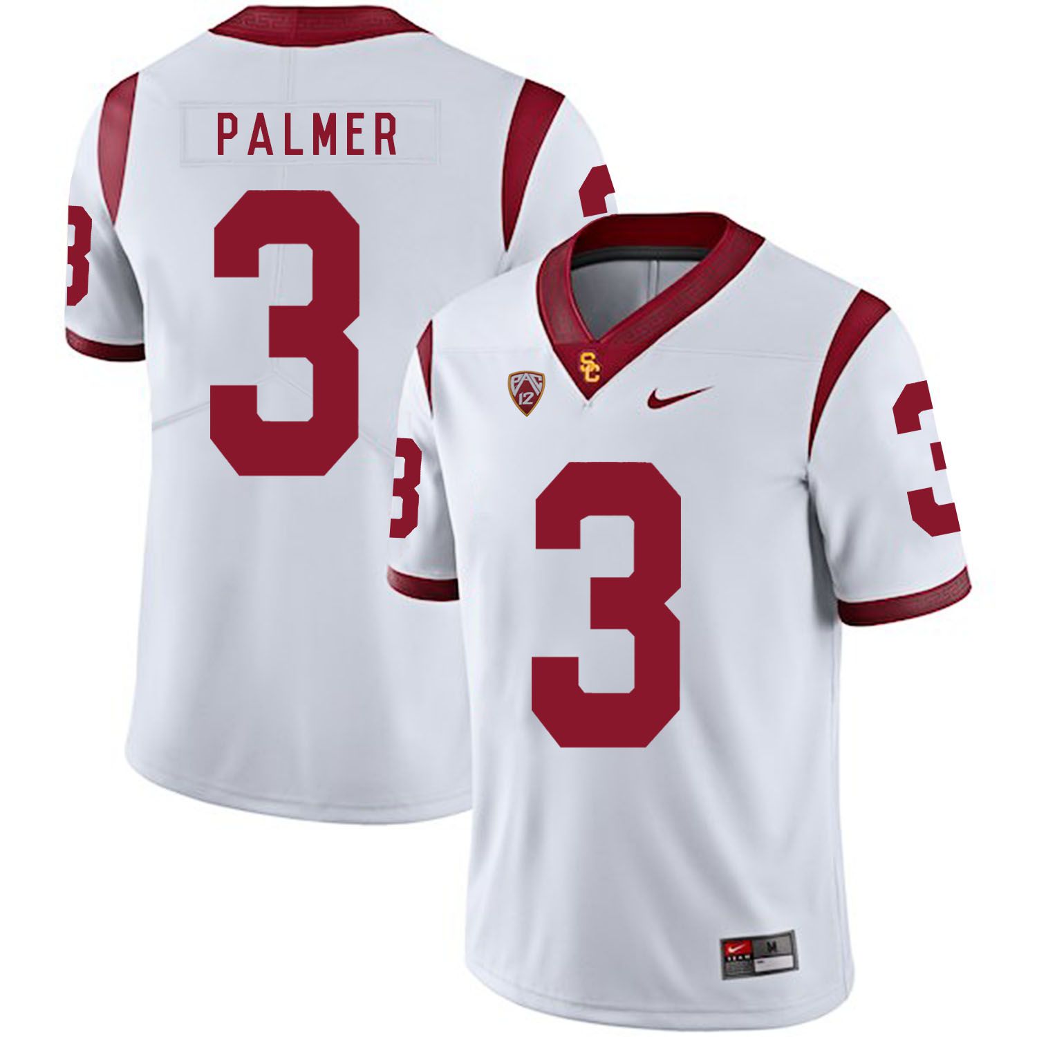 Men USC Trojans 3 Palmer White Customized NCAA Jerseys